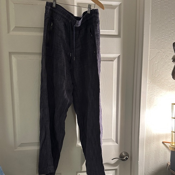 Athleta Pants Womens Black Cabo Linen Joggers Pull On Zippered Pockets Size S - Picture 1 of 6